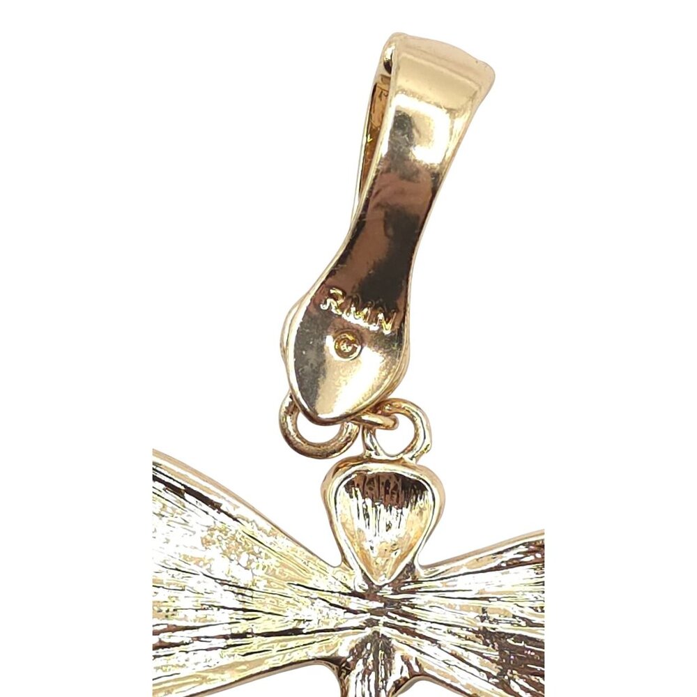 Dragonfly RMN Pendant Charm With Green & Pink Crystals Gold-Tone Finish - Picture 4 of 6